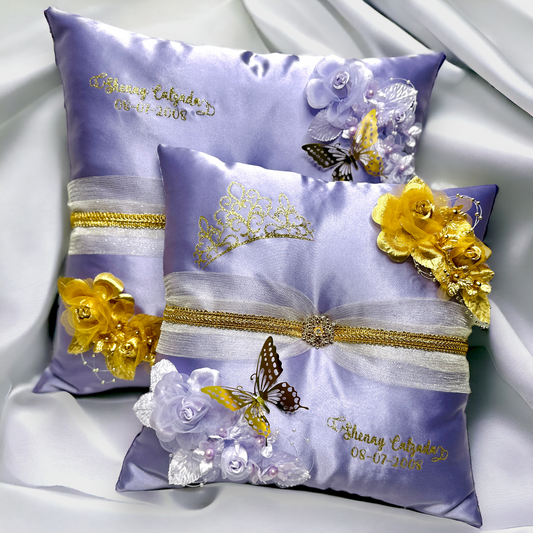 Light Purple, Lavender | Quinceañera Pillow Set | Sweet 16 Full Set, Shoe Pillow, Tiara Pillow & Corsage